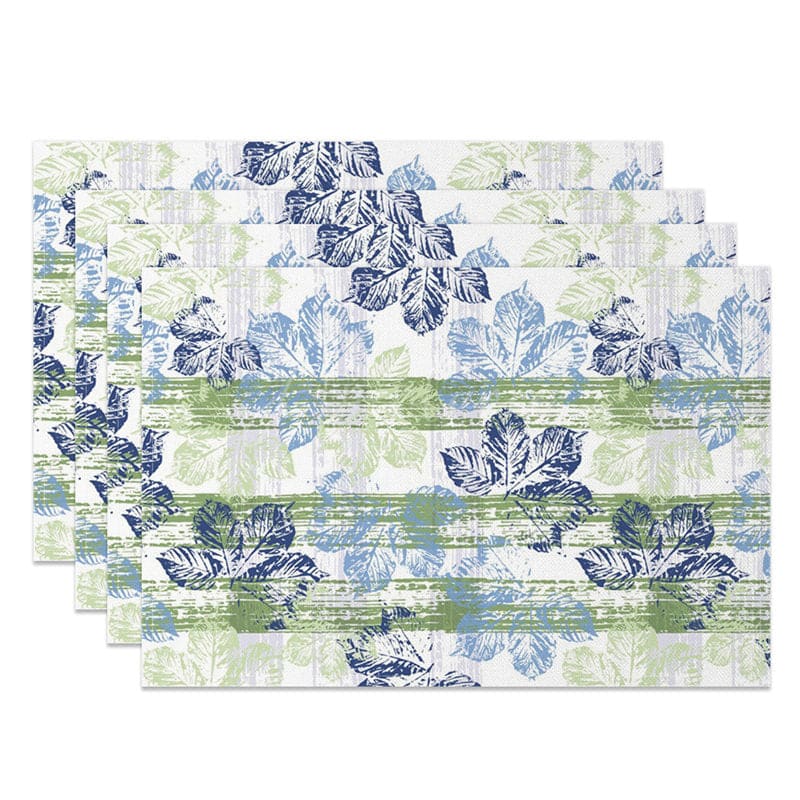 Aperturee - Aperturee Floral Wood Inkjet Painting Art Set of 4 Placemats