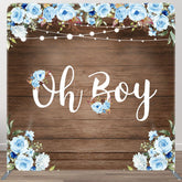 Aperturee - Aperturee Floral Wooden Baby Shower Square Tension Backdrop