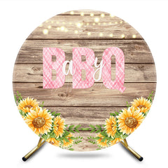 Aperturee - Aperturee Floral Wooden Barbecue Circle Baby Shower Backdrop