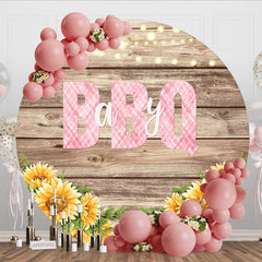 Aperturee - Aperturee Floral Wooden Barbecue Circle Baby Shower Backdrop