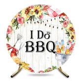 Aperturee - Aperturee Floral Wooden I Do Bbq Round Bridal Shower Backdrop