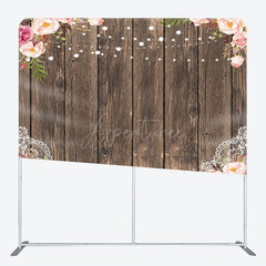 Aperturee - Aperturee Floral Wooden Lace Pattern Square Tension Backdrop