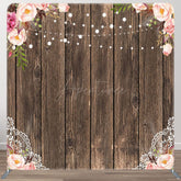 Aperturee - Aperturee Floral Wooden Lace Pattern Square Tension Backdrop