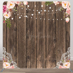 Aperturee - Aperturee Floral Wooden Lace Pattern Square Tension Backdrop