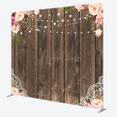 Aperturee - Aperturee Floral Wooden Lace Pattern Square Tension Backdrop