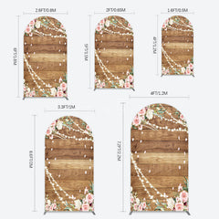 Aperturee - Aperturee Floral Wooden Lights Spring Wedding Arch Backdrop