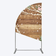 Aperturee - Aperturee Floral Wooden Lights Spring Wedding Half Moon Arch Backdrop