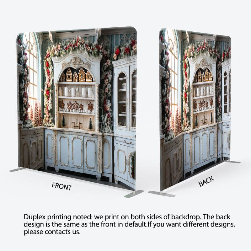 Aperturee - Aperturee Floral Wreath White Cupboard Xmas Square Backdrop