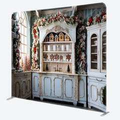 Aperturee - Aperturee Floral Wreath White Cupboard Xmas Square Backdrop