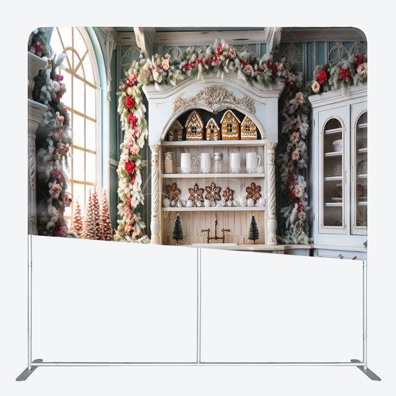 Aperturee - Aperturee Floral Wreath White Cupboard Xmas Square Backdrop