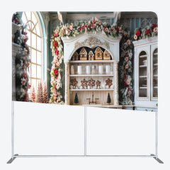 Aperturee - Aperturee Floral Wreath White Cupboard Xmas Square Backdrop