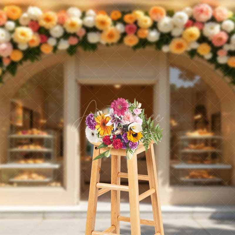 Aperturee - Aperturee Flower Arch Garland Dessert Shop Photo Backdrop