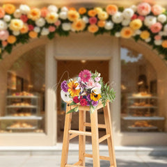 Aperturee - Aperturee Flower Arch Garland Dessert Shop Photo Backdrop