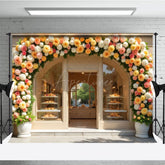 Aperturee - Aperturee Flower Arch Garland Dessert Shop Photo Backdrop