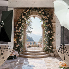 Aperturee - Aperturee Flowers Arch Door Balcony Wedding Sweep Backdrop