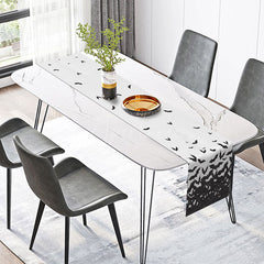 Aperturee - Aperturee Flying Bats Halloween Table Runner Spooky Black Bat Flock on a White Background Gothic Dining Room Decor