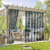 Aperturee - Aperturee Flying Cranes Waterproof Printed Outdoor Curtains