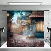 Aperturee - Aperturee Foggy Blue Small Town Street Photography Backdrop