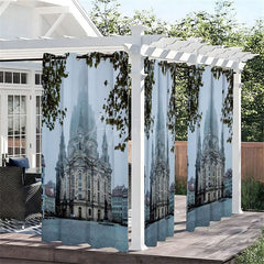 Aperturee - Aperturee Foggy Construct Waterproof Printed Outdoor Curtains