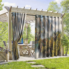Aperturee - Aperturee Foggy Mountains Waterproof Printed Outdoor Curtains