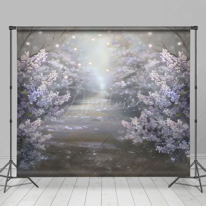 Aperturee - Aperturee Foggy Pink Misty Blossoms Garden Photography Backdrop