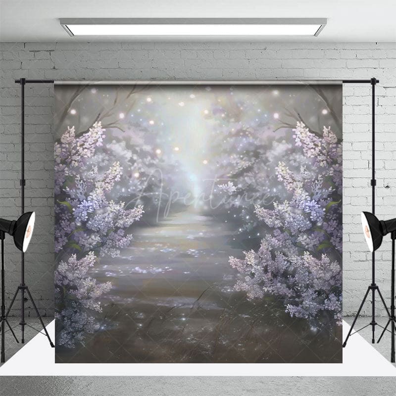 Aperturee - Aperturee Foggy Pink Misty Blossoms Garden Photography Backdrop