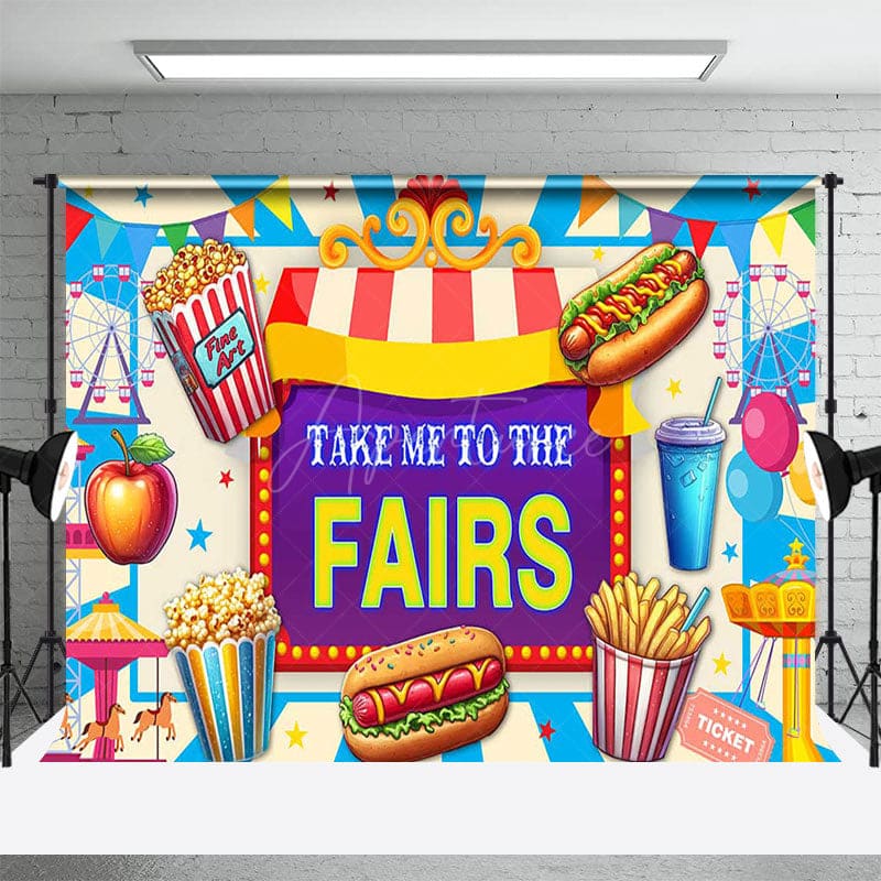 Aperturee - Aperturee Food Playground Take Me To The Fairs Party Backdrop