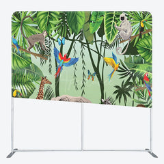 Aperturee - Aperturee Forest And Animals Fabric Backdrop Cover for Birthday