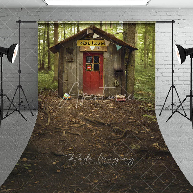 Aperturee - Aperturee Forest Clubhouse Shack Backdrop Rustic Kids Treehouse and Woodland Scene Adventure Birthday Background