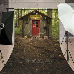 Aperturee - Aperturee Forest Clubhouse Shack Backdrop Rustic Kids Treehouse and Woodland Scene Adventure Birthday Background