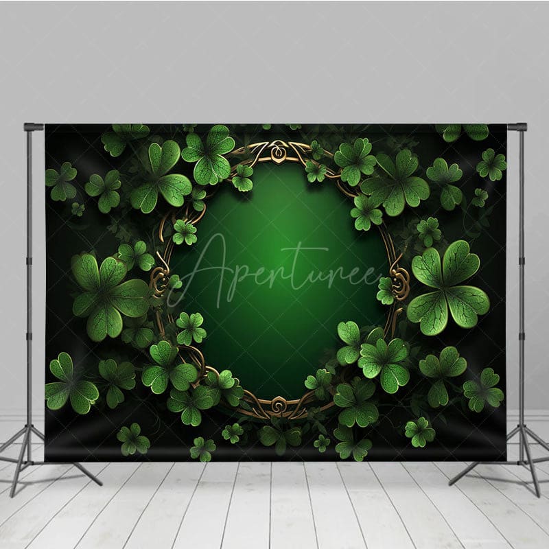 Aperturee - Aperturee Four Leaf Clover Full Green St Patricks Day Backdrop