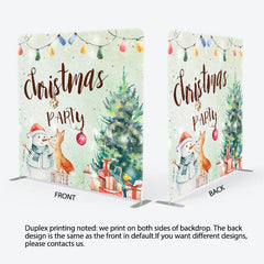 Aperturee - Aperturee Fox Snowman Christmas Tree Tension Fabric Backdrop