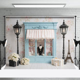 Aperturee - Aperturee French Elegant Blue Jewelry Store Wall Photo Backdrop