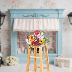 Aperturee - Aperturee French Elegant Blue Jewelry Store Wall Photo Backdrop