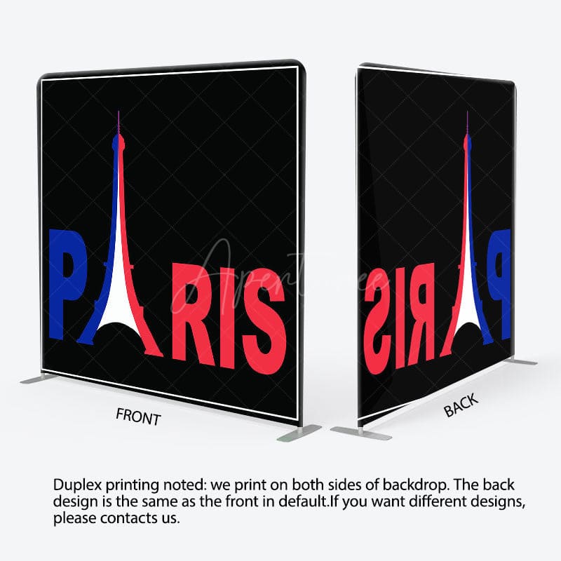 Aperturee - Aperturee French Flag Eiffel Tower Paris Pillow Cover Backdrop