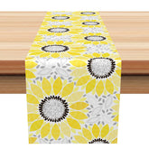 Aperturee - Aperturee Fresh and Abstract Sunflower Spring Table Runner Modern Yellow Floral Design Summer Farmhouse Kitchen Decor