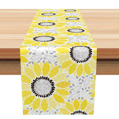 Aperturee - Aperturee Fresh and Abstract Sunflower Spring Table Runner Modern Yellow Floral Design Summer Farmhouse Kitchen Decor