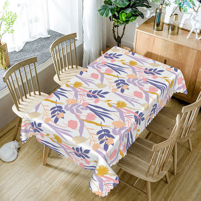 Aperturee - Aperturee Fresh and Sweet Rectangle Tablecloth with Colorful Plant Pattern for Fun and Modern Kitchen Dining Decor
