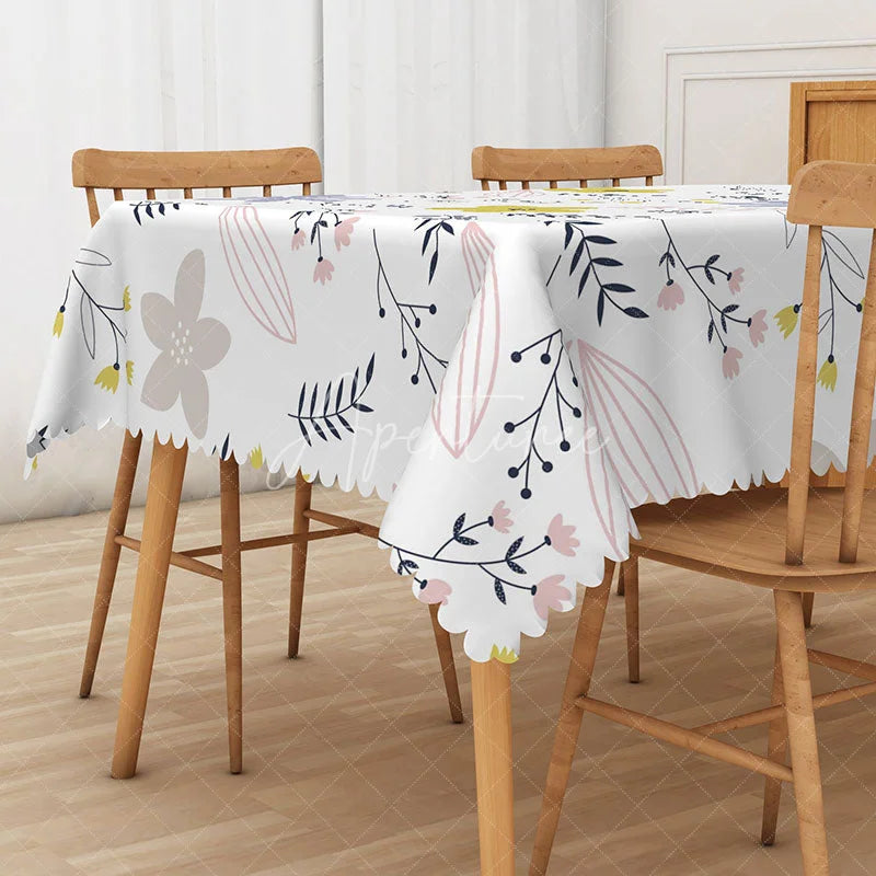 Aperturee - Aperturee Fresh and Sweet Spring Floral Tablecloth for Cheerful Garden Party Easter and Bridal Shower Decor