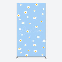 Aperturee - Aperturee Fresh Blue Spring Daisy Happy Birthday Rectangle Backdrop