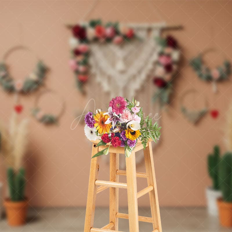 Aperturee - Aperturee Fresh Boho Cactus Floral And Sweet Wedding Backdrop