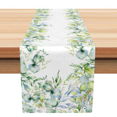 Aperturee - Aperturee Fresh Boho Green Leaves Table Runner Sweet Spring Eucalyptus and Ferns Modern Farmhouse Kitchen or Wedding Decor