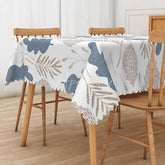 Aperturee - Aperturee Fresh Boho Rectangle Tablecloth with Creative Leaf Shapes for Modern and Artistic Botanical Decor