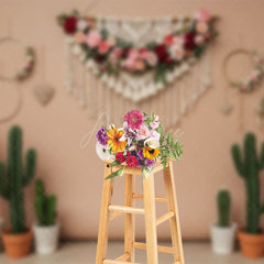 Aperturee - Aperturee Fresh Cactus Sweet Boho And Floral Wedding Backdrop