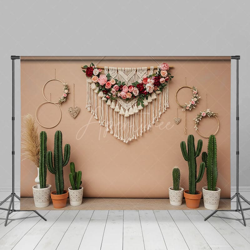 Aperturee - Aperturee Fresh Cactus Sweet Boho And Floral Wedding Backdrop