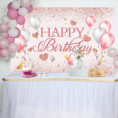 Aperturee - Aperturee Fresh Color Balloons Glitter Happy Birthday Backdrop