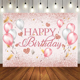 Aperturee - Aperturee Fresh Color Balloons Glitter Happy Birthday Backdrop