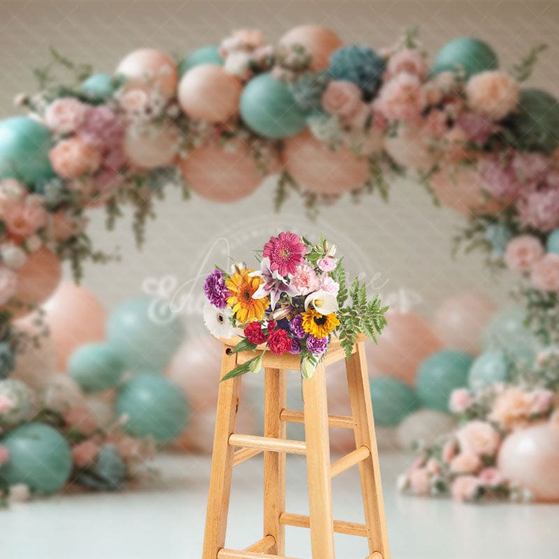 Aperturee - Aperturee Fresh Color Floral Balloon Arch Wedding Backdrop