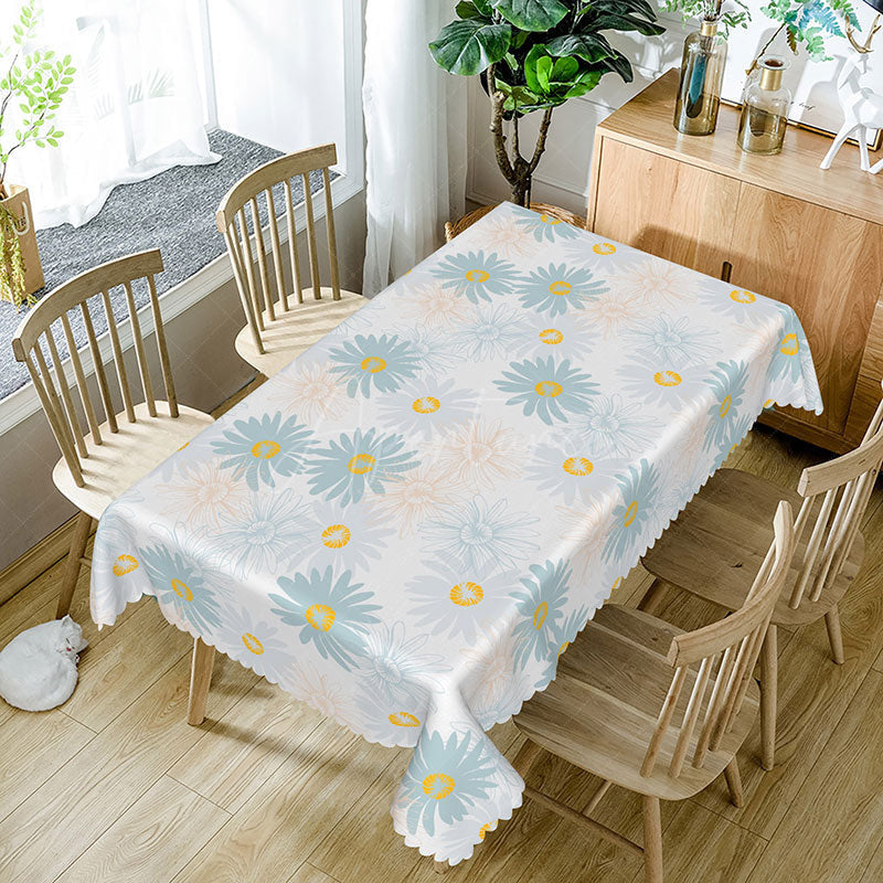 Aperturee - Aperturee Fresh Daisy Rectangle Tablecloth in Macaron Pastel Colors for Spring Party and Cheerful Kitchen Decor