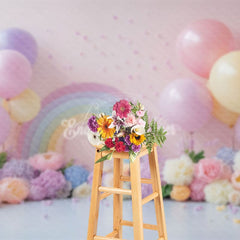 Aperturee - Aperturee Fresh Floral Balloons Birthday Cake Smash Backdrop
